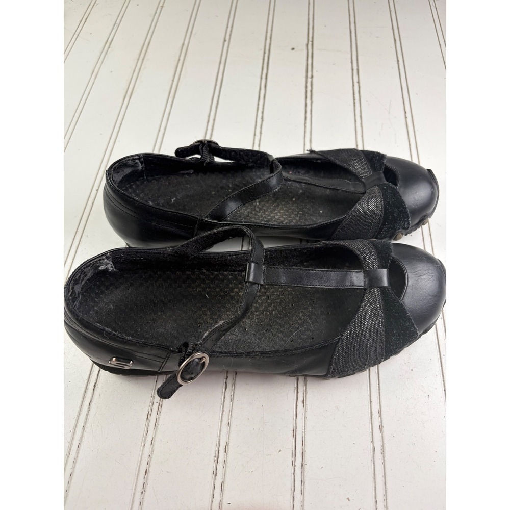 Skechers Bikers Black Leather T-Strap Mary Jane Flats Women's Size 9-9.5 - Picture 6 of 9
